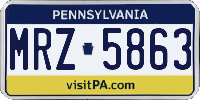 PA license plate MRZ5863