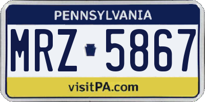 PA license plate MRZ5867