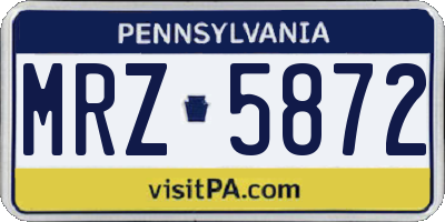 PA license plate MRZ5872