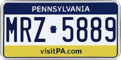 PA license plate MRZ5889