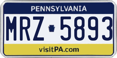 PA license plate MRZ5893