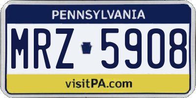 PA license plate MRZ5908