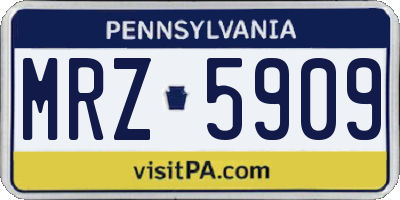 PA license plate MRZ5909