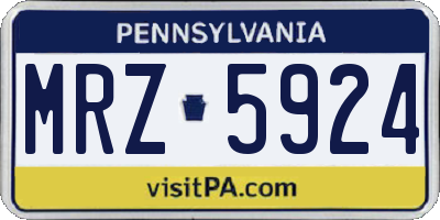 PA license plate MRZ5924