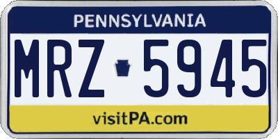 PA license plate MRZ5945
