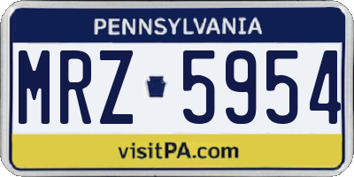 PA license plate MRZ5954
