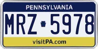 PA license plate MRZ5978