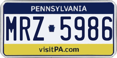 PA license plate MRZ5986