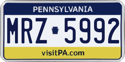 PA license plate MRZ5992