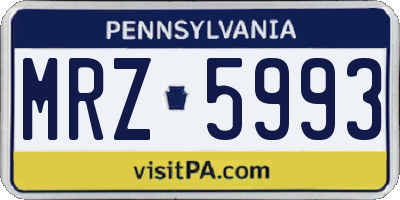 PA license plate MRZ5993