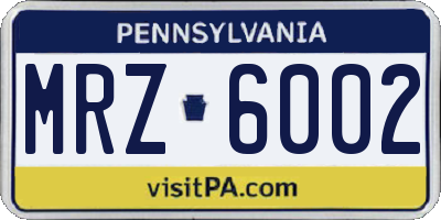 PA license plate MRZ6002
