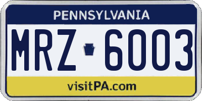 PA license plate MRZ6003