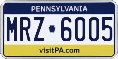 PA license plate MRZ6005