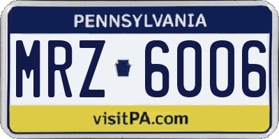 PA license plate MRZ6006