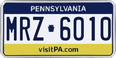 PA license plate MRZ6010