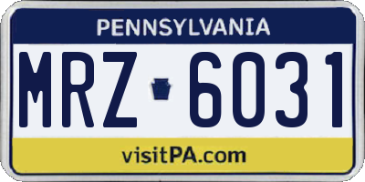 PA license plate MRZ6031