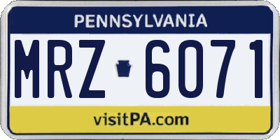PA license plate MRZ6071