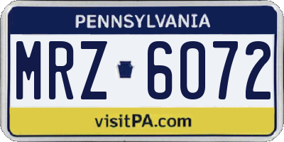 PA license plate MRZ6072