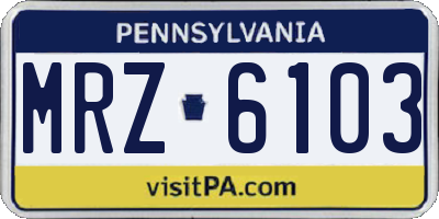 PA license plate MRZ6103