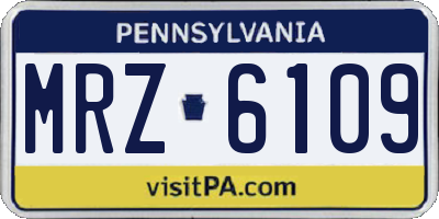 PA license plate MRZ6109