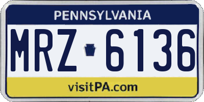 PA license plate MRZ6136