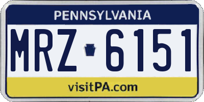 PA license plate MRZ6151