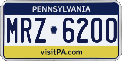 PA license plate MRZ6200