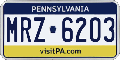 PA license plate MRZ6203