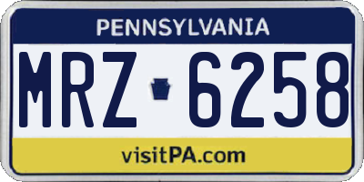 PA license plate MRZ6258