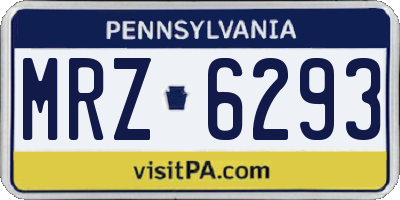 PA license plate MRZ6293