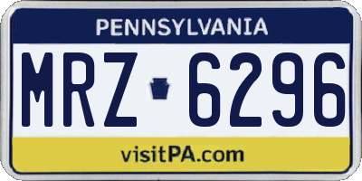 PA license plate MRZ6296