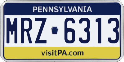 PA license plate MRZ6313