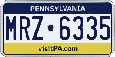 PA license plate MRZ6335