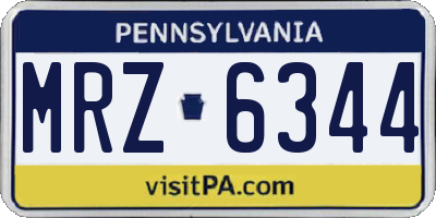 PA license plate MRZ6344