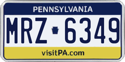 PA license plate MRZ6349