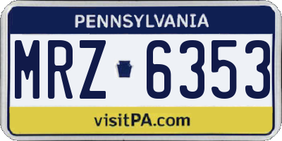 PA license plate MRZ6353