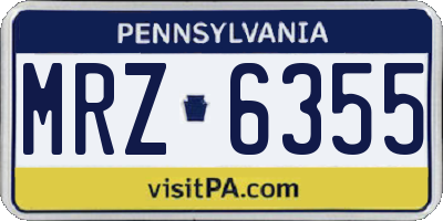 PA license plate MRZ6355