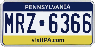 PA license plate MRZ6366