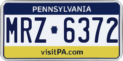 PA license plate MRZ6372