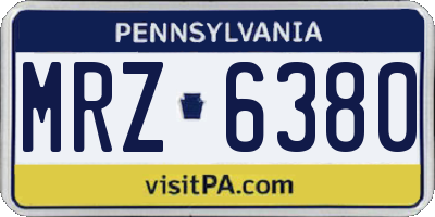 PA license plate MRZ6380