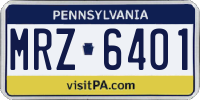 PA license plate MRZ6401