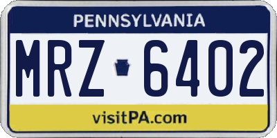 PA license plate MRZ6402