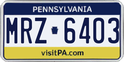 PA license plate MRZ6403