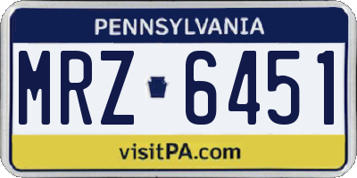 PA license plate MRZ6451