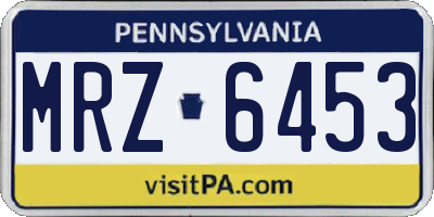 PA license plate MRZ6453