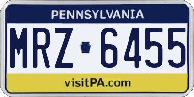 PA license plate MRZ6455