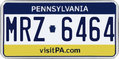 PA license plate MRZ6464
