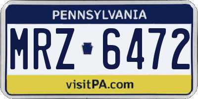 PA license plate MRZ6472