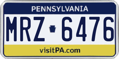 PA license plate MRZ6476