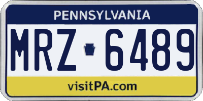 PA license plate MRZ6489